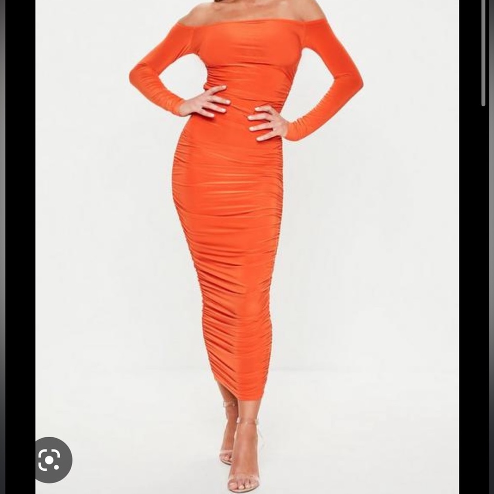 BARDOT SLiNKY RUCHED MIDAXI DRESS DOUBLR LAYER